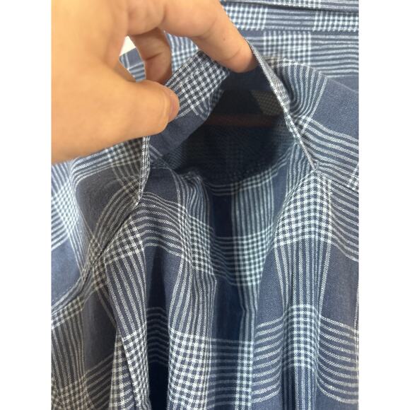 Duluth Button Up 3X Blue Plaid NEW Relaxed Untucked Hemp Organic Cotton Vented - Picture 12 of 15
